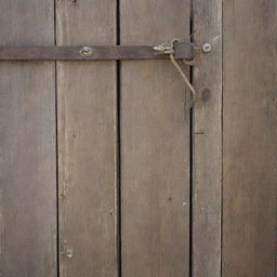 A dog leash casually hanging on a rustic wooden door