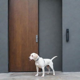 A sleek, modern door bearing a stylish dog leash