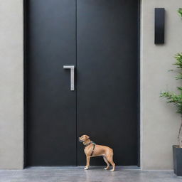 A sleek, modern door bearing a stylish dog leash