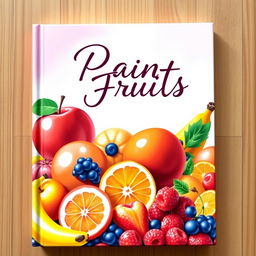 A vibrant and colorful book cover design featuring an array of beautifully painted fruits, such as apples, oranges, bananas, and berries