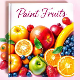 A vibrant and colorful book cover design featuring an array of beautifully painted fruits, such as apples, oranges, bananas, and berries