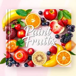 A vibrant and colorful book cover design featuring an array of beautifully painted fruits, such as apples, oranges, bananas, and berries