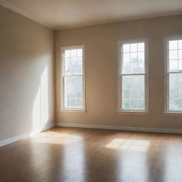 An empty room bathed in soft, natural light filtering from a nearby window