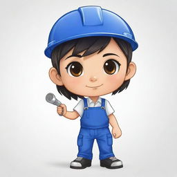 A chibi character engaged in a TESDA (Technical Education and Skills Development Authority) training course, exhibiting skillful actions, set against a transparent background.