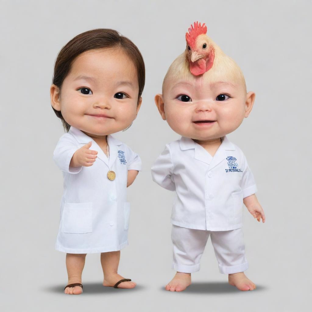 A single chibi character involved in different TESDA training stages such as Animal Production (Chicken NC II and Swine NC II) and Animal Healthcare and Management NC III, portrayed in action, against a transparent background.