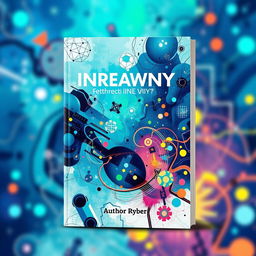 A book cover designed by AI, featuring an abstract and imaginative illustration that captures the essence of creativity and innovation in technology