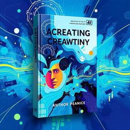 A book cover designed by AI, featuring an abstract and imaginative illustration that captures the essence of creativity and innovation in technology