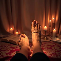 An intimate scene of Asian foot worship, showcasing a serene and respectful atmosphere