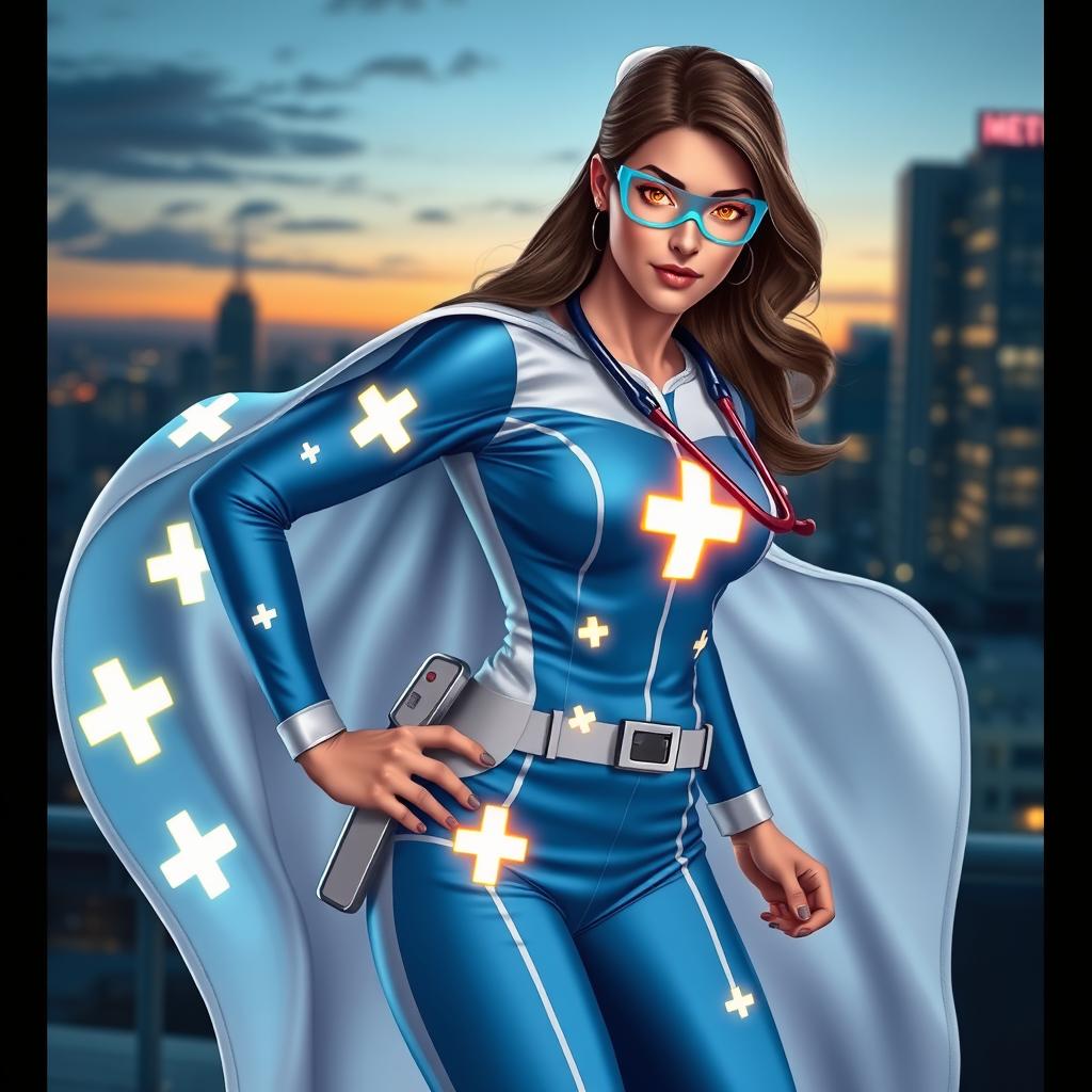 A superhero character inspired by a nurse, showcasing incredible dedication and compassion