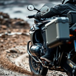 An engaging photograph of a motorcyclist riding a large dual-purpose motorcycle, reminiscent of the BMW GS1200