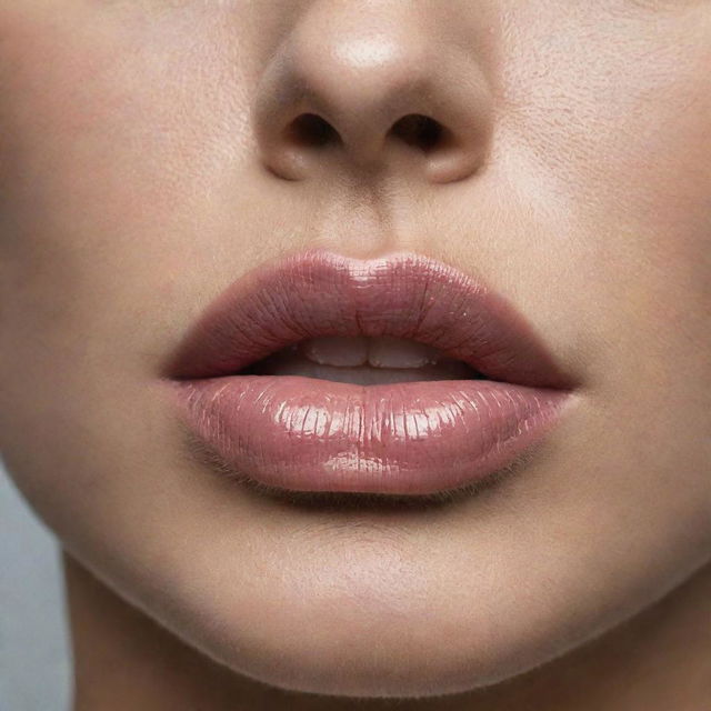 A close-up capture of a woman's lips, showing detailed texture and natural softness, highlighting their distinct shape and contours