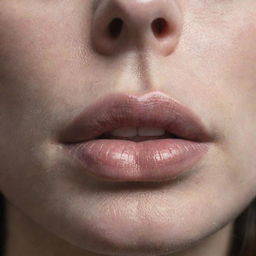 A close-up image of a woman's lips trembling in sadness, a solitary tear rolling down her cheek