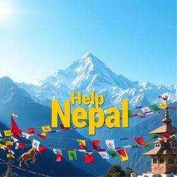 A visually striking banner designed to raise awareness and support for Nepal, featuring the majestic Himalayas in the background with Mount Everest looming large