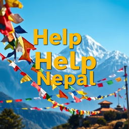 A visually striking banner designed to raise awareness and support for Nepal, featuring the majestic Himalayas in the background with Mount Everest looming large