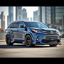 A realistic representation of a 2014 Toyota Highlander with a widebody modification