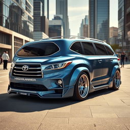 A realistic representation of a 2014 Toyota Highlander with a widebody modification