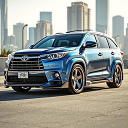 A realistic representation of a 2014 Toyota Highlander with a widebody modification