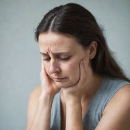 A despondent woman letting her head bow down in muted despair