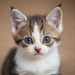 A small, adorable kitten with its ears drooping and eyes filled with sadness