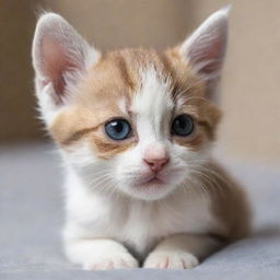 A small, adorable kitten with its ears drooping and eyes filled with sadness