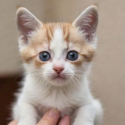 A small, adorable kitten with its ears drooping and eyes filled with sadness