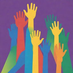 Create a vibrant poster representing gender equality. Include symbols of male, female, and non-binary genders harmoniously integrated, with a diverse human chain and uplifting colors promoting equality and unity.