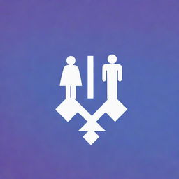 Create a gender equality themed poster, creatively highlighting unity and harmony between genders. Use impactful symbols and shades of blue and violet.