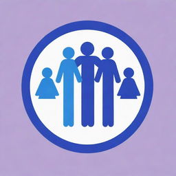 Create a gender equality themed poster, creatively highlighting unity and harmony between genders. Use impactful symbols and shades of blue and violet.