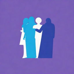 Create a gender equality themed poster, creatively highlighting unity and harmony between genders. Use impactful symbols and shades of blue and violet.