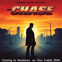 A striking 1960s vintage movie poster for 'The Chase,' featuring the title in bold, metallic letters at the top