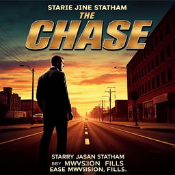 A stunning 1960s vintage movie poster for 'The Chase,' featuring the title in bold, metallic letters prominently displayed at the top