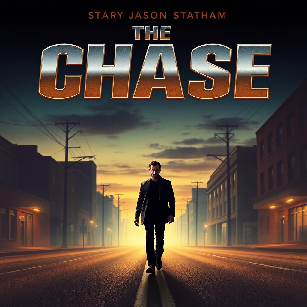 A stunning 1960s vintage movie poster for 'The Chase,' featuring the title in bold, metallic letters prominently displayed at the top