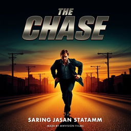 An engaging 1960s vintage movie poster for 'The Chase,' featuring the title in bold, metallic letters prominently displayed at the top