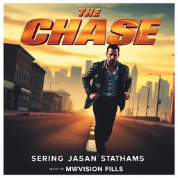 An engaging 1960s vintage movie poster for 'The Chase,' featuring the title in bold, metallic letters prominently displayed at the top