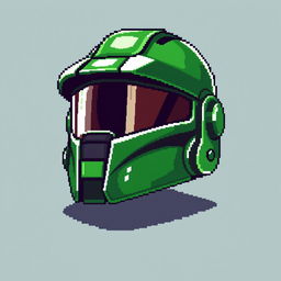 A pixel art depiction of a green helmet, designed in a 128x128 pixel format