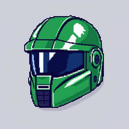 A pixel art depiction of a green helmet, designed in a 128x128 pixel format