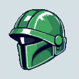 A pixel art depiction of a green helmet, designed in a 128x128 pixel format