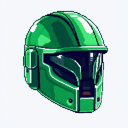 A pixel art depiction of a green helmet, designed in a 128x128 pixel format