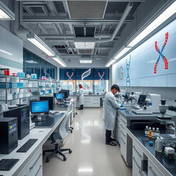 An advanced DNA analysis laboratory showcasing modern equipment and technology