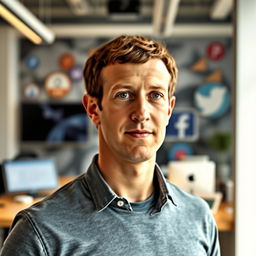 A portrait of Mark Zuckerberg, the co-founder and CEO of Facebook, in a professional setting