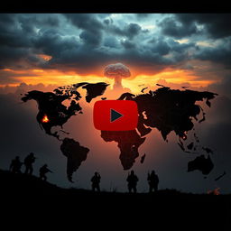 An intense and thought-provoking YouTube thumbnail depicting the current global geopolitics scenario