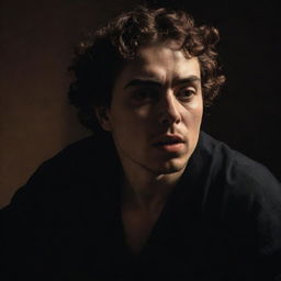 Generate an image in the style of Caravaggio, showcasing his characteristic dramatic lighting, deep shadows, and emphasis on emotional intensity in a historical or biblical scene.