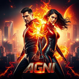 A breathtaking cinematic sci-fi futuristic action film poster titled 'Agni'