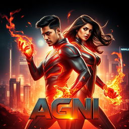 A breathtaking cinematic sci-fi futuristic action film poster titled 'Agni'