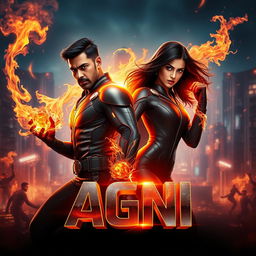 A breathtaking cinematic sci-fi futuristic action film poster titled 'Agni'