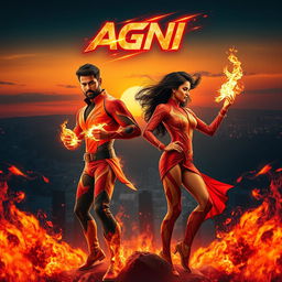 A stunning cinematic sci-fi futuristic action film poster titled 'Agni'