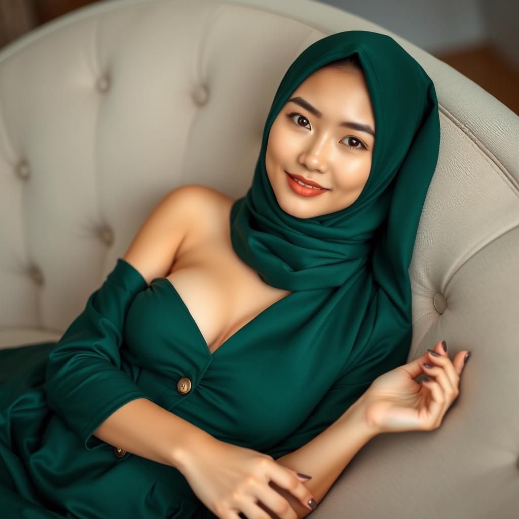 A beautiful 20-year-old Indonesian woman with Chinese facial features and fair skin