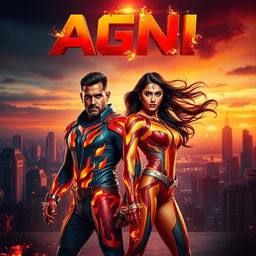 An eye-catching cinematic sci-fi futuristic action film poster titled 'Agni'