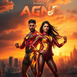 An eye-catching cinematic sci-fi futuristic action film poster titled 'Agni'