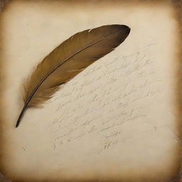 An antiquated, yellowed piece of parchment, adorned with beautifully formed, ink feather pen written letters, reflecting pre-industrial era sentiments and artistry